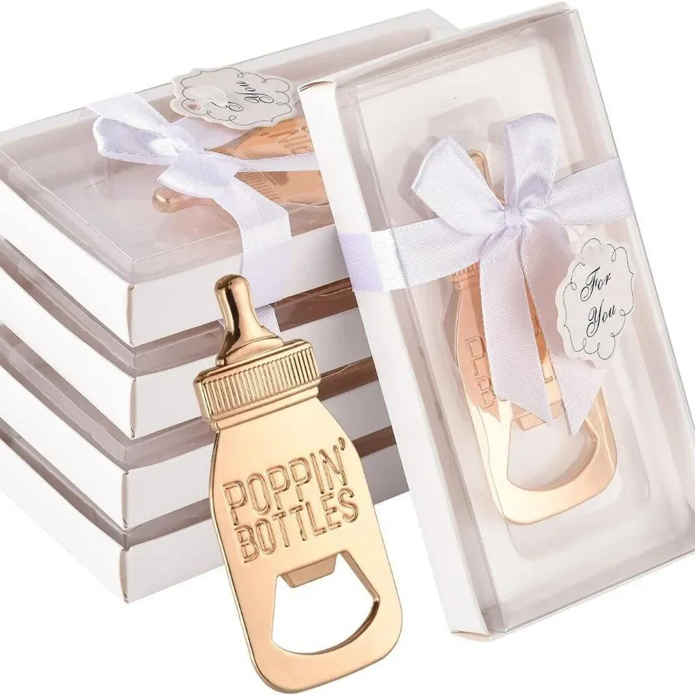 Set of 24 Boxed 'Poppin Bottles' Gold Bottle Opener‎s Baby Shower Gifts Favors